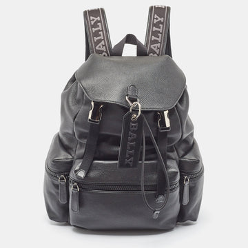 BALLY Black Leather Small Crew Backpack