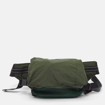 BOTTEGA VENETA Green/Black Nylon and Mesh Foldable Belt Bag