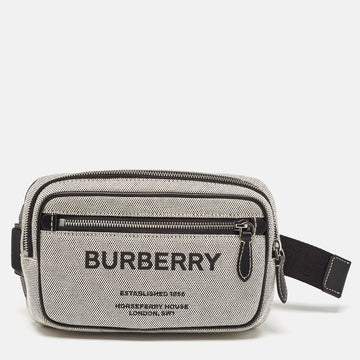 BURBERRY Grey/Black Canvas and Leather West Belt Bag