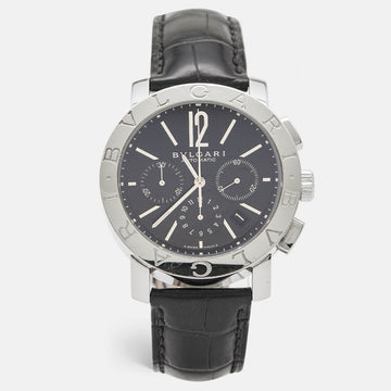 BVLGARI Black Stainless Steel Leather   BB42BSLDCH Men's Wristwatch 42 mm