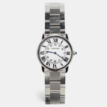 CARTIER Silver Stainless Steel Ronde Solo 3603 Men's Wristwatch 36 mm