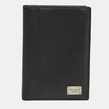 Dolce and Gabbana Black Leather Logo Bifold Card Case