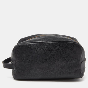 DOLCE & GABBANA Black Grained Leather Zip Pouch