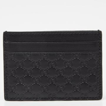 GUCCI Black Microssima Leather Card Holder