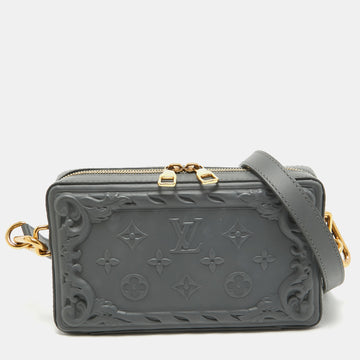 LOUIS VUITTON Dark Grey Ornate Debossed Leather Soft Trunk Wearable Wallet