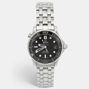 OMEGA Black Stainless Steel Seamaster 212.30.36.20.01.002 Unisex Wristwatch 36 mm
