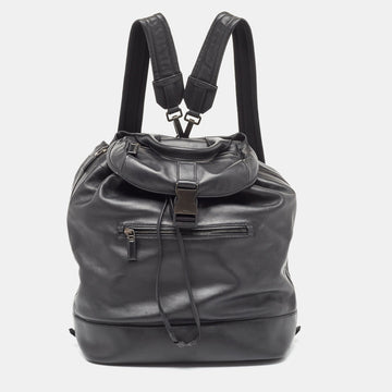 PRADA Black Soft Leather Drawstring Backpack