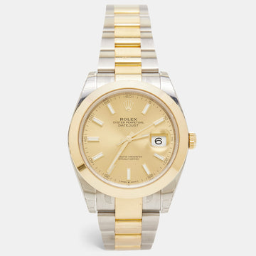 ROLEX Champagne 18K Yellow Gold Oystersteel Datejust M126303-0009 Men's Wristwatch 41 mm