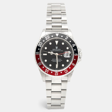 ROLEX Black Stainless Steel GMT-Master II 16710 Automatic Men's Wristwatch 40 mm