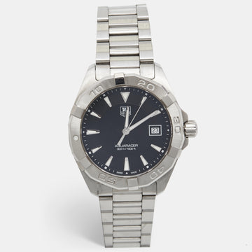 TAG HEUER Black Stainless Steel Aquaracer WAY1110 Men's Wristwatch 41 mm