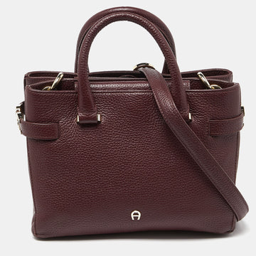 AIGNER Maroon Leather Tote