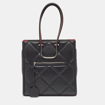 ALEXANDER MCQUEEN Black Quilted Leather The Tall Story Tote