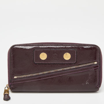 ALEXANDER MCQUEEN Purple Patent Leather Zip Around Wallet