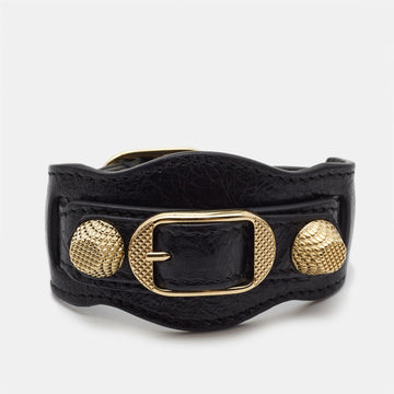 BALENCIAGA Arena Giant Leather Gold Tone Bracelet