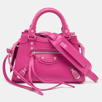 BALENCIAGA Pink Leather Mini Neo Classic Bag