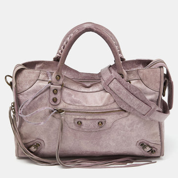 BALENCIAGA Lilac Leather Motor City Bag