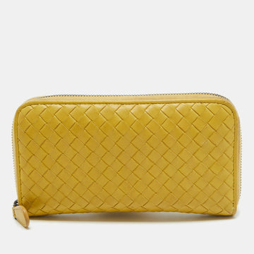 BOTTEGA VENETA Yellow Intrecciato Leather Zip Around Wallet