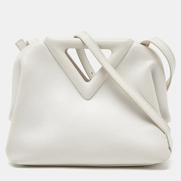 BOTTEGA VENETA White Intrecciato Leather Point Shoulder Bag