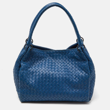 BOTTEGA VENETA Blue Intrecciato Leather Parachute Bag
