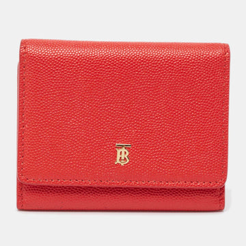 BURBERRY Red Leather Sidney Trifold Wallet