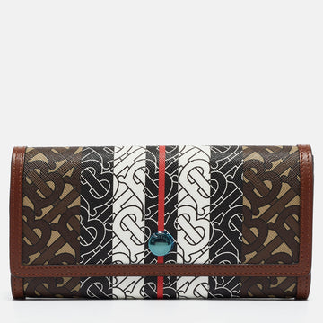 BURBERRY Multicolor TB Print Coated Canvas and Leather Continental Wallet