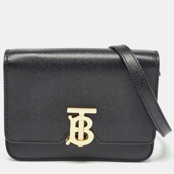 BURBERRY Black Leather Mini TB Shoulder Bag