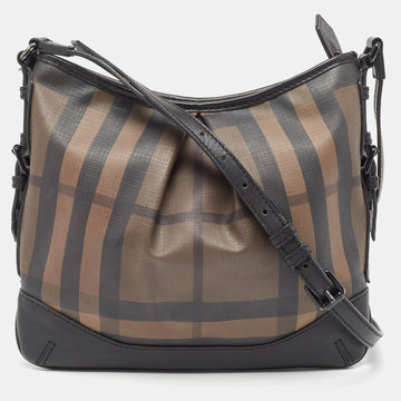 BURBERRY Black House Check PVC and Leather Hartham Shoulder Bag