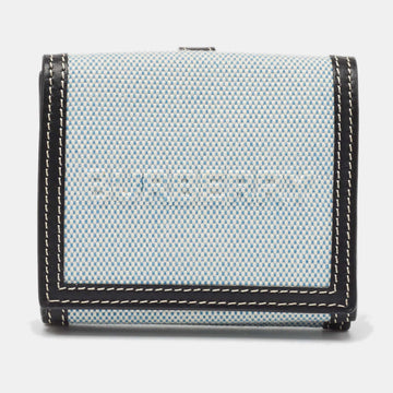 BURBERRY Blue/Black Canvas and Leather Luna Compact Wallet