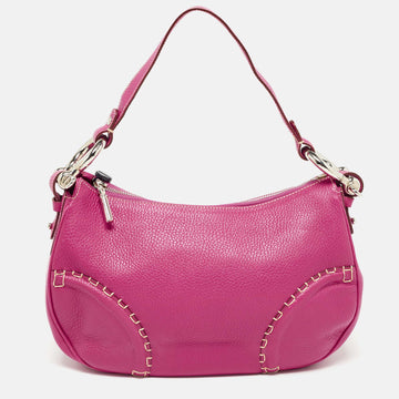 BURBERRY Dark Pink Leather Shoulder Bag