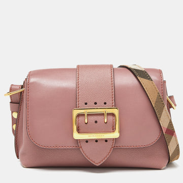 BURBERRY Blush Pink Leather Small Buckle Crossbody Bag
