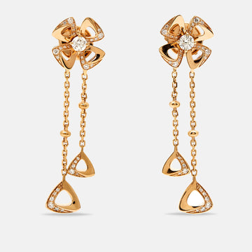 BVLGARI Forever Diamond 18K Rose Gold Dangle Earrings
