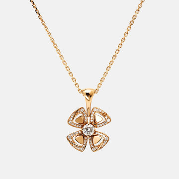 BVLGARI Fiorever Diamond 18K Rose Gold Pendant Necklace