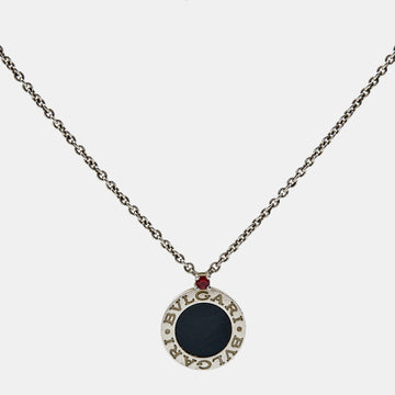 BVLGARI  Save the Children 10th Anniversary Onyx Ruby Sterling Silver Pendant Necklace