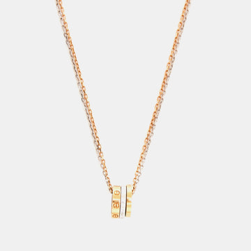 CARTIER Love Diamond 18k Two Tone Gold Double Chain Necklace