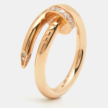 CARTIER Juste Un Clou Diamond 18k Rose Gold Ring Size 55