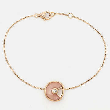 CARTIER Amulette De  Pink Opal Diamond 18k Rose Gold Bracelet