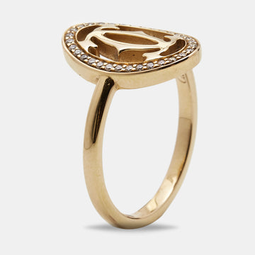 CARTIER C De  Diamonds 18k Rose Gold Ring Size 54