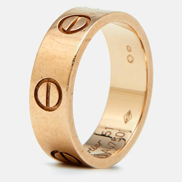 CARTIER Love 18K Rose Gold Band Ring Size 51
