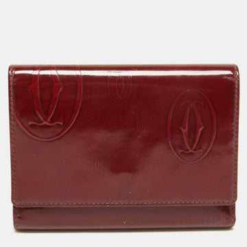 CARTIER Red Patent Leather Happy Birthday Trifold Wallet