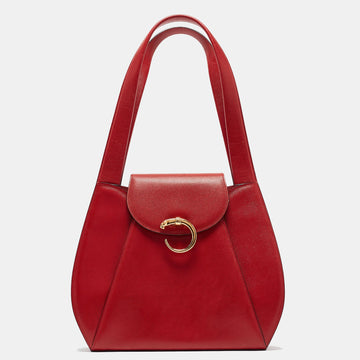 CARTIER Red Leather Panthere Shoulder Bag
