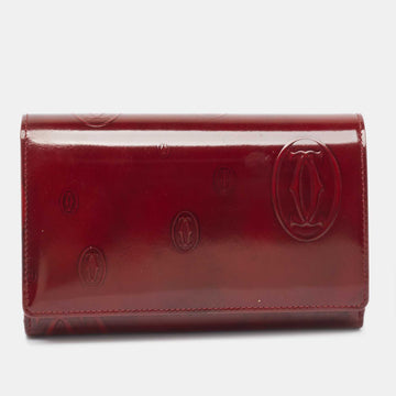 CARTIER Burgundy Patent Leather Happy Birthday Continental Wallet