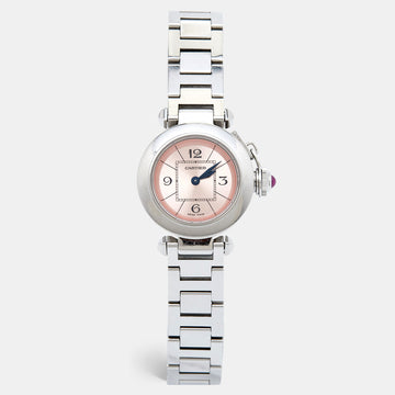CARTIER Pink Stainless Steel Miss Pasha W3140008 Women's Wristwatch 27 mm