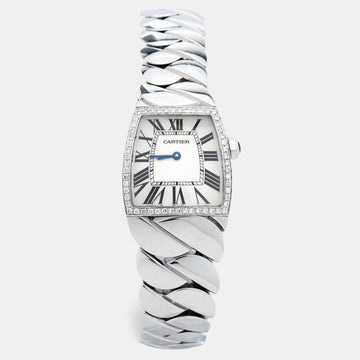 CARTIER Silver Stainless Steel Diamond La Dona W660022I Women's Wristwatch 28 mm