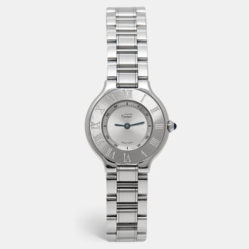 CARTIER Silver Stainless Steel Must 21 de  W10109T2 Quartz Women's Wristwatch 28 mm