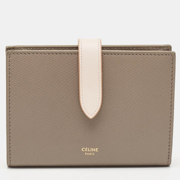 CELINE Grey/Pink Leather Medium Compact Wallet