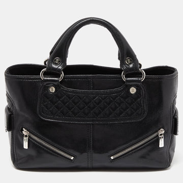 CELINE Black Quilted Glossy Leather Boogie Tote