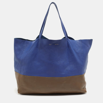 CELINE Blue/Brown Leather Horizontal Cabas Tote