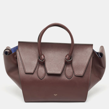 CELINE Burgundy Leather Small Tie Tote