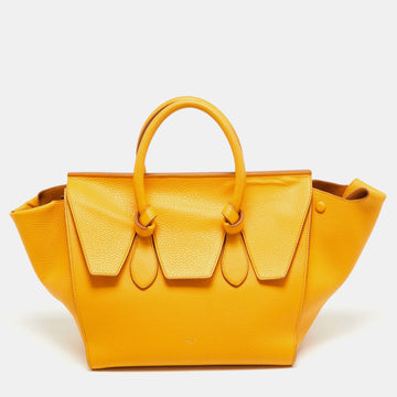 CELINE Yellow Leather Small Tie Tote w/Pouch