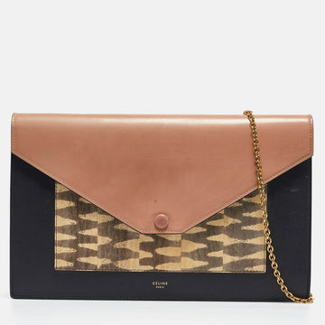 CELINE Multicolor Leather and Karung Pocket Envelope Shoulder Bag